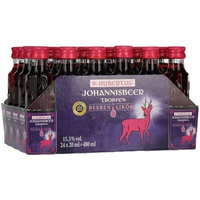Sint-Hubertuslikeur St. Hubertus JOHANNISBEER Tropfen Beeren-Likör 15,3% Vol. 24x0,02l