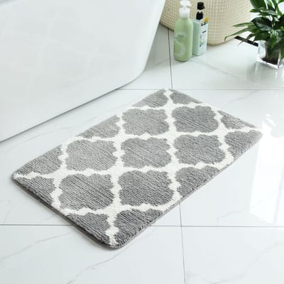 Badmat - Antislip, wasbaar, hoogpolig, pluizig microvezel, grijs, 40x60cm
