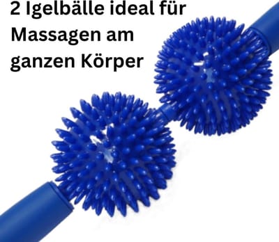 Massageroller 9 cm met 2 ballen - egelbal voor ontspannende massage - spierontspanning en voetmassage - eenvoudig te hanteren - effectief massage bal voeten