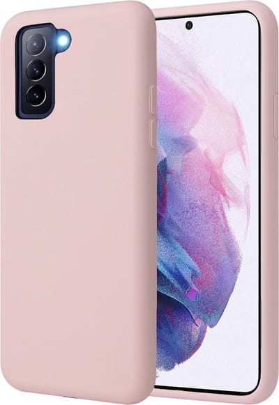 Hoesje geschikt voor Samsung Galaxy S21 FE - Matte Back Cover Microvezel Siliconen Case Hoes Roze