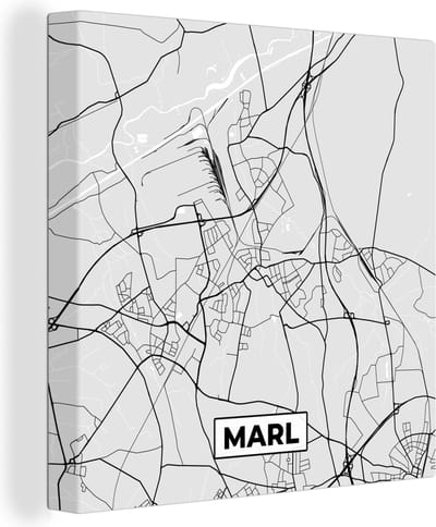 Canvas Schilderij Marl - Kaart - Stadskaart - Duitsland - Plattegrond - 20x20 cm - Wanddecoratie