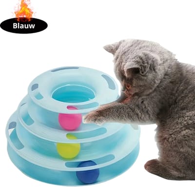 Livano Kattenspeelgoed - Voor Katten - Cat Toy - Kattenspeeltjes - Kattentoren - Met Balletje - Blauw