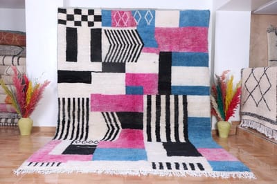 Vloerkleed Kinderkamer - Marokkaans Vloerkleed - 285 x 210 cm - Handgemaakt, Kleurrijk & Uniek - Gemaakt van 100% wol - Hoogpolig Azilal Tapijt - Berber Vloerkleed
