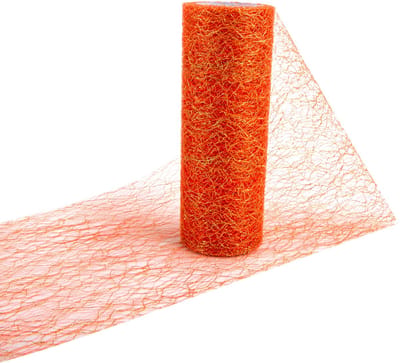 Tafelloperrol, tafelloper kerstpapierrol, tafellint goud en zilver, tafelloper bruiloft, fleece tafelloper voor feest kerst bruiloft DEK (15 x 900 cm, oranje)