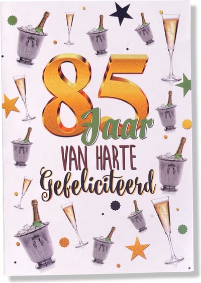 Hoera 85 Jaar! Luxe verjaardagskaart - 12x17cm - Gevouwen Wenskaart inclusief envelop - Leeftijdkaart