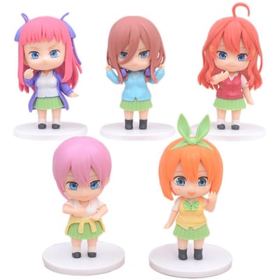 5 stuks/Set Q Versie Japanse Anime The Quintessential Quintuplets Actiefiguur PVC Materiaal Model Poppen Speelgoed Verzamelen Ornamenten Doe No box pink