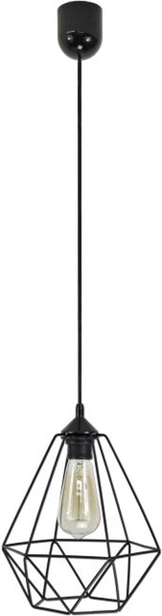 Hanglamp metaal - Industrieële look - Plafondlamp met 50cm kabel- Woonkamer lamp - IP20 - lampvermogen 60 Watt - Zwart