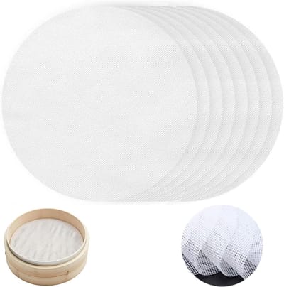 Ronde Stoommatten - Anti-aanbak Pads - Stomen van Voedsel - Herbruikbaar en Duurzaam - 8 Stuks 28 cm - Bruin