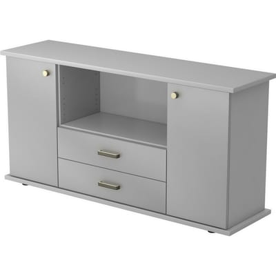 KAPA SB | Dressoir | met deuren + laden - Grijs/Zilver Greeplijst kunststof
