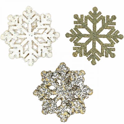 Sneeuwvlokken hout glitter mix Ø2cm 144st, 144 Stück