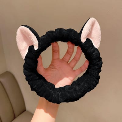 Dames Gezicht Wassen Haarband, Modieus, Lief en Schattig Haarbandje, Speciale Haarband voor het Aanbrengen van een Gezichtsmasker zwart