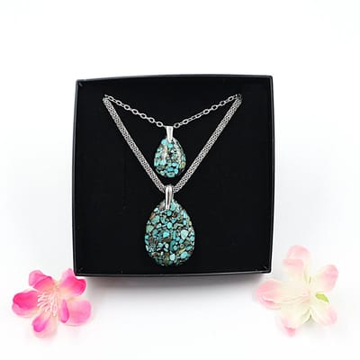 Moeder en Kind set ketting Turkoois