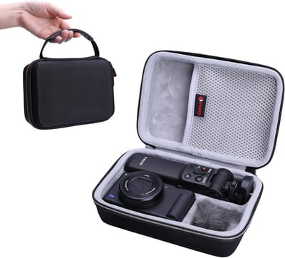 Hard Camera Case voor Sony ZV-1 / ZV-1F / ZV-1 II – Beschermende Tas met Vaste Compartimenten voor Vlogger Accessoires, Statief en Microfoon – Ideale Draagtas voor Op Reis (Zwart)