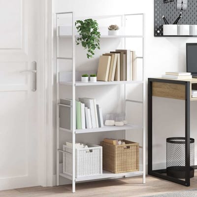 vidaXL - Boekenkast - met - 4 - schappen - 60x27,6x124,5 - cm - bewerkt - hout - wit
