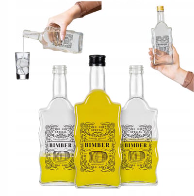 Bimberek - Glazen Flessen Serie - 500 ml - Unieke Vorm - Met Opdruk