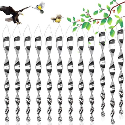 Famanu – Reflecterende vogelverschrikkers - zilveren reflecterende vogelafweer - windspiraal - vogelafweer - tuindecoratie - om vogels weg van je huis te houden.