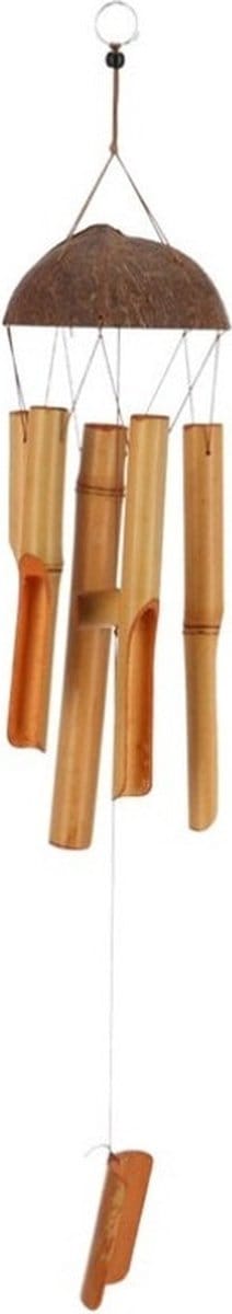 Alma Garden Windgong van bamboe hout - D12 x H60 cm - Tuin/balkon