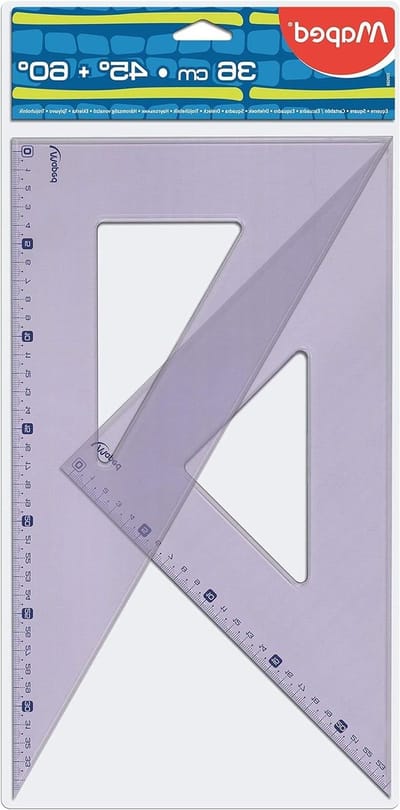 Geometrisch paar - Tekendriehoek set - Tekenen en meten - Robuust ontwerp - 36 cm - Transparant