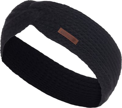 Knit Factory Joy Gebreide Dames Hoofdband - Haarband - Oorwarmers dames - Hoofdwarmer vrouwen - Hoofdband winter - Zwart - One Size