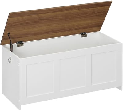 OmGoods - Dailygoody - Opbergkoffer - Multifunctionele Opbergruimte - 100 cm - Wit en Noyer - Ideaal voor Speelgoed en Kleding - Modern Design