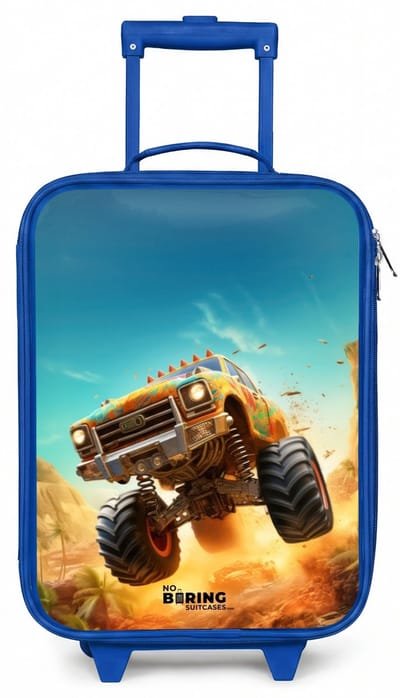 NoBoringSuitcases.com® - Kinderkoffer blauw - Kindertrolley jongen - Zandsloper - Koffer kind lichtgewicht - Reiskoffer trolley voor kinderen - Koffertje met lichtgevende wieltjes - Rolkoffer
