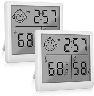 Digitale Thermometer en Hygrometer voor Binnen - Met Klok en Smiley-Indicatortechnologie
