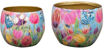 TS Collection - Pot Dutch beauty spring - Mini set van 2 - Metaal & Epoxy - Exclusieve woonitems voor binnen - Handgemaakt - Unieke print - Designed by Lammie