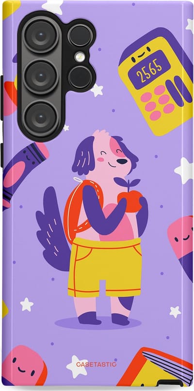 Casetastic hoesje geschikt voor Samsung Galaxy S23 Ultra - Dubbellaagse bescherming - Tussen boeken en sterren - Fashion Case - Lavendel Geel