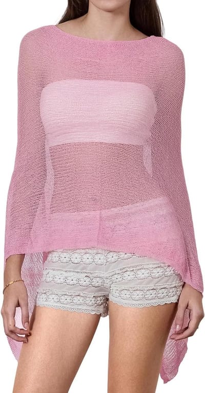 Dames Poncho Vest - Gebreide Sjaal - Zomerse Outfit - Lichtgewicht Ontwerp - One Size - Multicolor