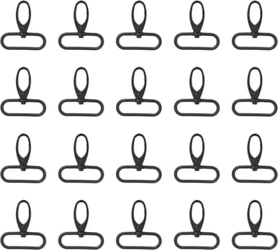 20 Stuks Zwarte Swivel Buckles 45mm met D-Ringen voor Sleutelhangers en DIY Projecten zoals Portemonnees en Hangmatten
