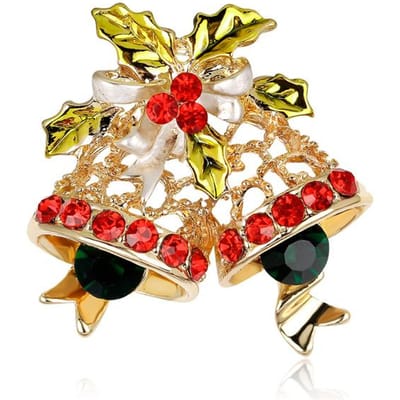 Nieuwe Kerst Hart Bloem Krans Emaille Broches Voor Vrouwen Mannen Strass Strik Garland Broche Pins Geschenken