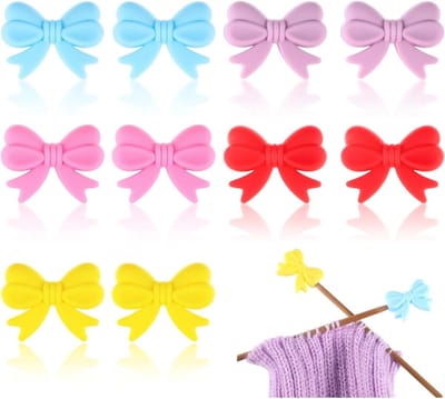 Breinaaldstoppers 10 stuks - Naaldpuntbeschermers - Breien en haken - Schattig strikontwerp - 5 kleuren - Multicolor
