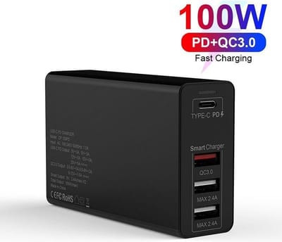DrPhone WL20 100W 4-Poorten USB Hub - Laadstation - USB C PD 3.0 100W + Qualcomm 3.0 & 2.4A - Snelle Oplaadstation - Geschikt voor o.a Smartphones/Tablets /Laptops