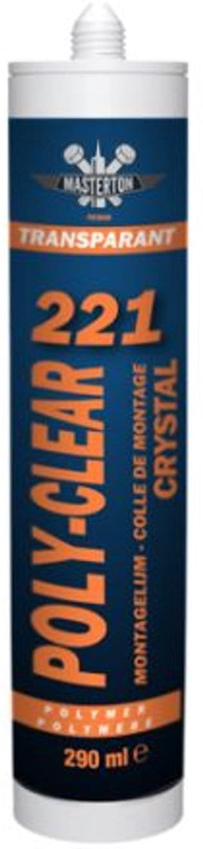 Masterton Poly‑Clear 221 Transparante Montage Lijm — Crystal — SMX® Polymer — Masterton Poly‑Clear 221, transparante montagelijm, SMX polymer lijm, onzichtbare lijm voegkit