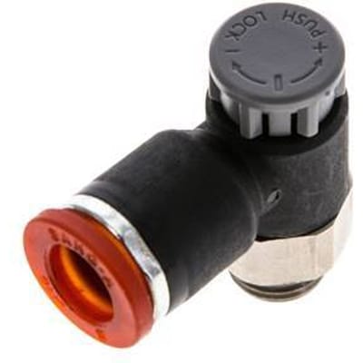L-stuk Regelventiel 8 mm - G1/8'' Regeling-in Messing/Nylon Borgmoer