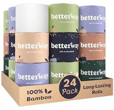 Duurzaam 3-laags bamboe toiletpapier - 24 dubbele rollen & 360 vellen per rol - Biologisch en Plasticvrij - FSC-gecertificeerd