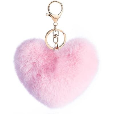 Schattig Liefdeshart Pompon Pompon Sleutelhanger Lieflijke Bolletjes Pluizige Pompon Sleutelhanger Sleutelhanger Voor Meisje Tas Auto's Sleutelhanger 9 cm roze