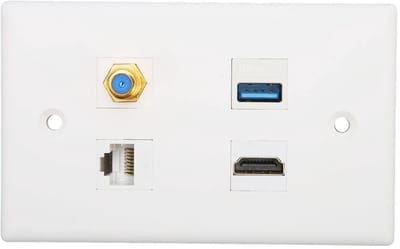 Allecto - HDMI Wandcontactdoos - Multifunctioneel met 4 Poorten - Inclusief HDMI, USB 3.0 en F-Type - Geschikt voor Cat6 netwerken - Ideaal voor th..