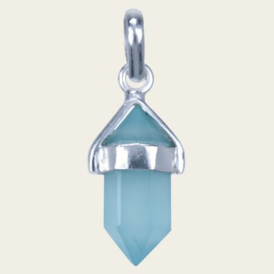 Zilveren Chalcedoon aqua edelsteen met potloodvatting kettinghanger