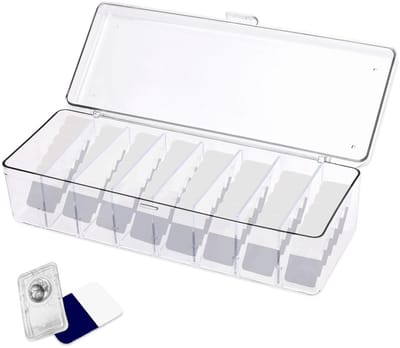 LIFE Kleurrijke contactlenzendoosje met 8 vakken, dagelijkse contactlenzender, transparante acryl opbergdoos voor alle merken,, Helder., Modern