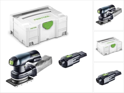 Festool RTSC 400 18V eenhandige accu-schuifschuurmachine borstelloos in Systainer met ACA 220-240/18V Ergo-netadapter