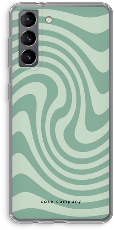 Case Company® - Hoesje geschikt voor Samsung Galaxy S21 hoesje - Swirl Groen - Soft Cover Telefoonhoesje - Bescherming aan alle Kanten en Schermrand