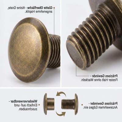 Boekschroeven M5 x 5 mm in brons voor meubels, houtverbindingen en decoratieve projecten