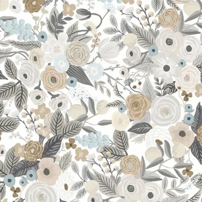 SnelShoppen - Zelfklevend Behang 39 x 300 cm - Bloemen en Bladeren Motief - Bruin/Grijs/Blauw/Wit - Waterdicht en Oliebestendig - Decoratieve Film voo