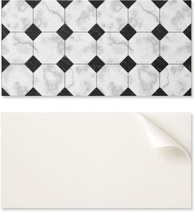 Verlijmd PVC-paneel met motief, perfect voor de hal, 100x50 cm, geometrische tegelpatronen.