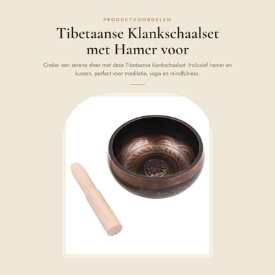 Dailygoods- Klankschaal Set - Inclusief Hamer/Kussen - Compact - Meditatie/Yoga - Stressverlichting - 11,5 cm Diameter - Meditatiekom