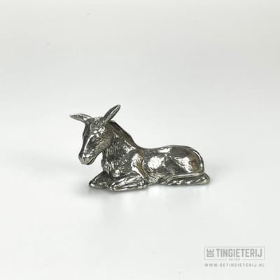 Ezel liggend - Unieke miniatuur dieren - beeldje ezel - Boerderijdieren - Geschenk kinderboerderij