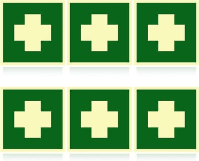 EHBO Borden - Veiligheid Stickers - Werkplek Veiligheid - Fluorescerend PVC - 12 x 12 cm - Groen