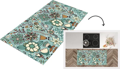 Keukenloper - Loper keuken - Bohemian - Winter - Bloemen - Patroon - 120x60 cm - Keukenloper vinyl