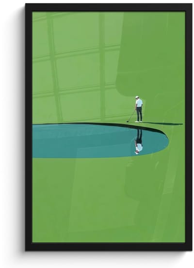 Poster in lijst - Fotolijst 40x60 cm - Posters - Persoon - Golf - Water - Blauw - Posterlijst zwart - Decoratie - Wanddecoratie woonkamer - Muurdecoratie slaapkamer - Kerstversiering - Kerstdecoratie voor binnen - Kerstmis